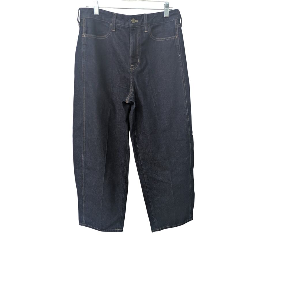 J Crew Barrel Leg High Rise Rigid Jeans Womens 29 Dark Wash style# CK153